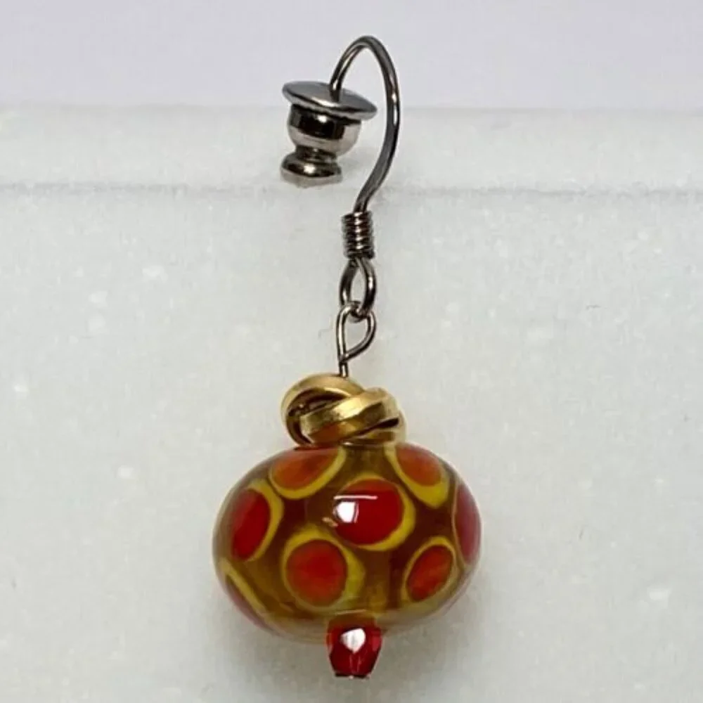 Murano Venetian Earrings Clear Glass Bead Multi‎ Color Polka Dot Dangle Hook VTG